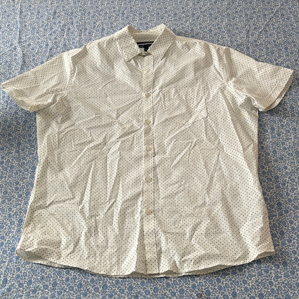 Marc Anthony White and Black Polka Dot Shirt